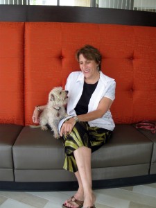 Frankie and me, testing the lobby furniture