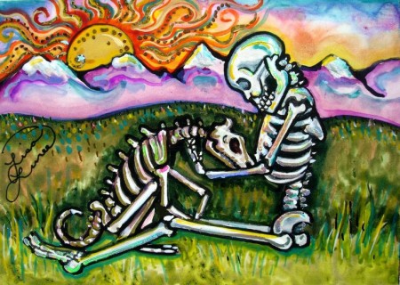 Day of the Dead Skeleton Dog by Lisa Luree